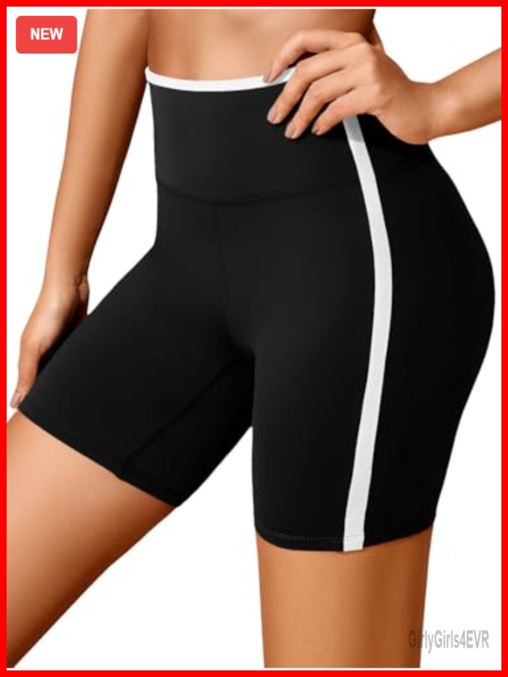 Buttery Soft High Waisted Biker Shorts Contrast Trim Bike Shorts